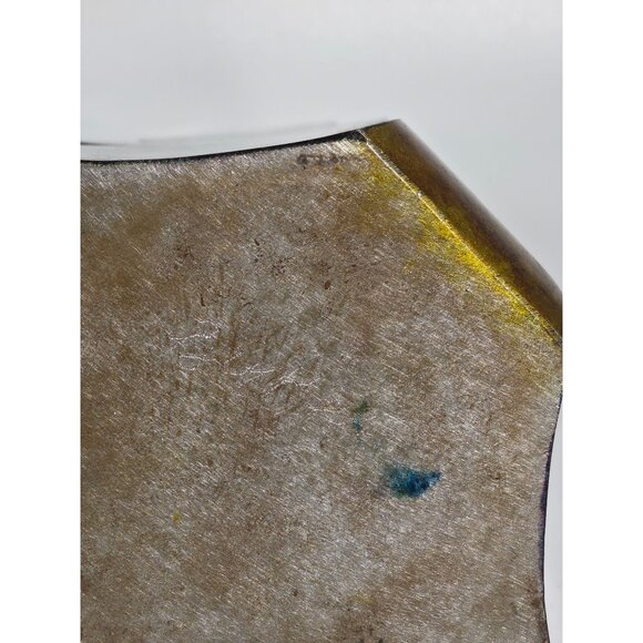 Modern Abstract Metal Sculptures Red & Blue Gold Accents Pair Signed By Burke - Picture 8 of 12